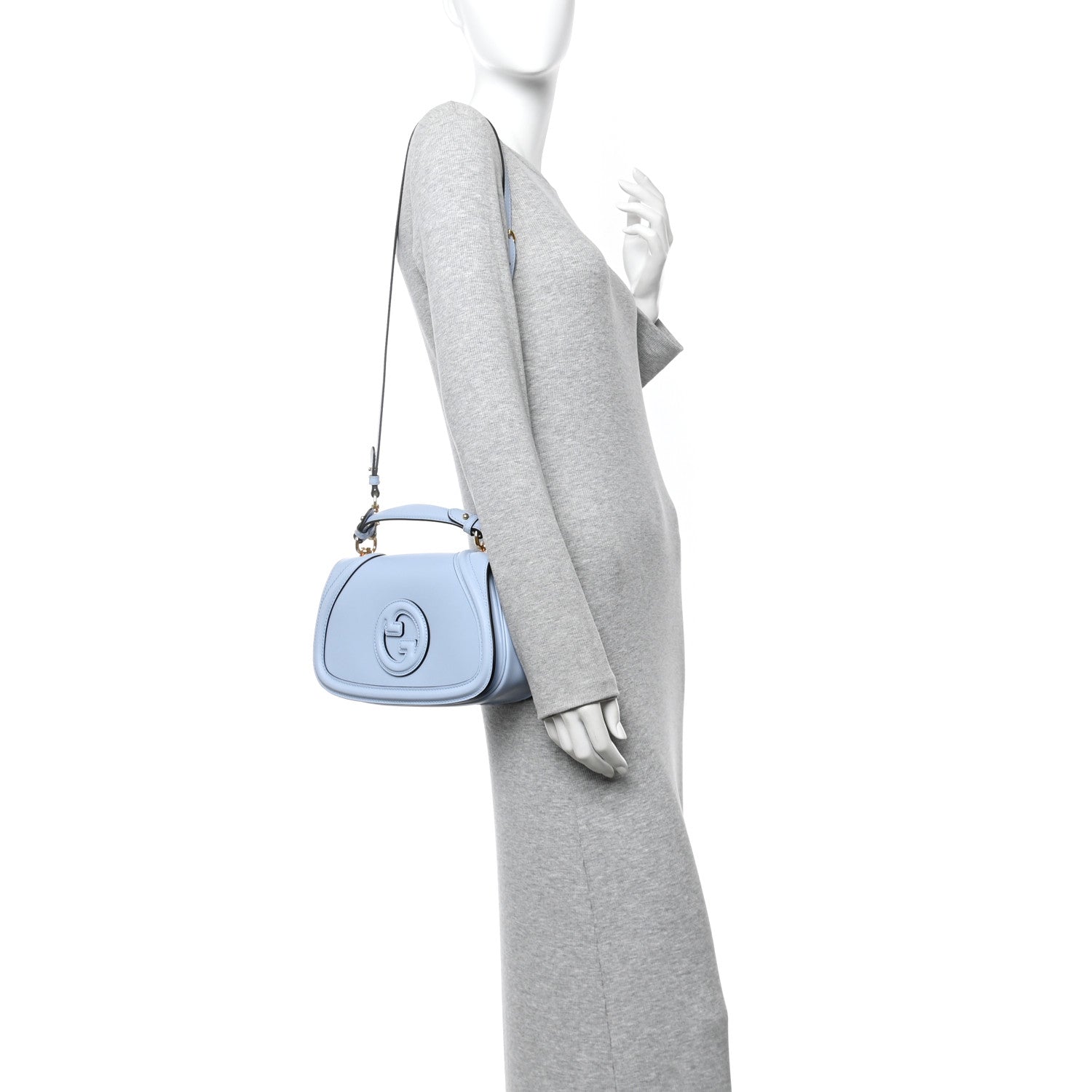 Gucci Roxy Calfskin Medium Blondie Top Handle Bag Cloudy Blue 2 of 10