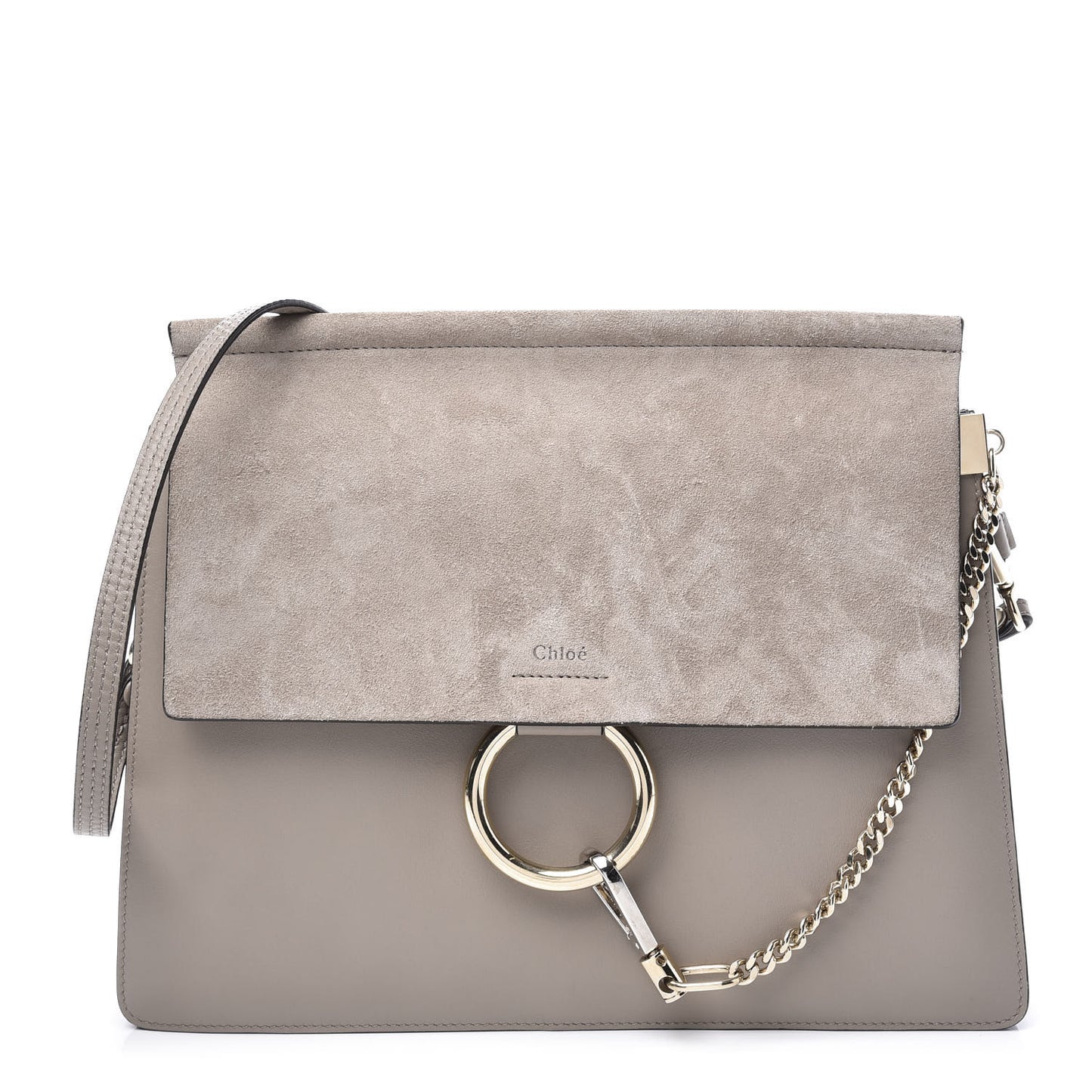 Calfskin Suede Medium Faye Shoulder Bag Motty Grey