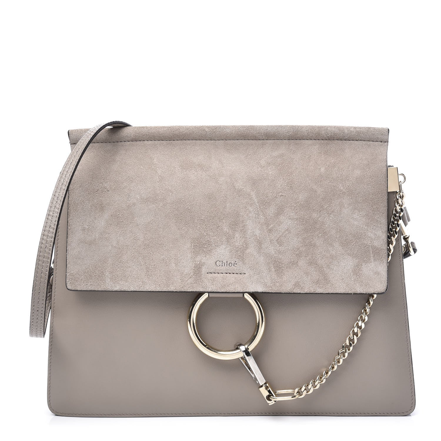 Chloe Calfskin Suede Medium Faye Shoulder Bag Motty Grey 1 of 8