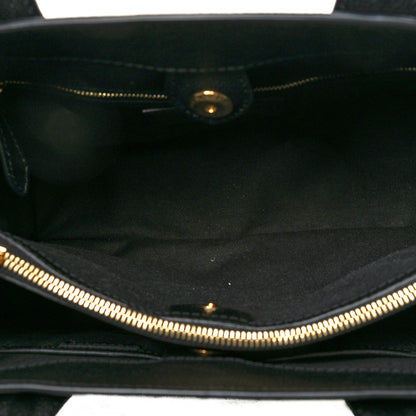 Burberry Grainy Calfskin House Check Medium Banner Tote Black 5 of 10