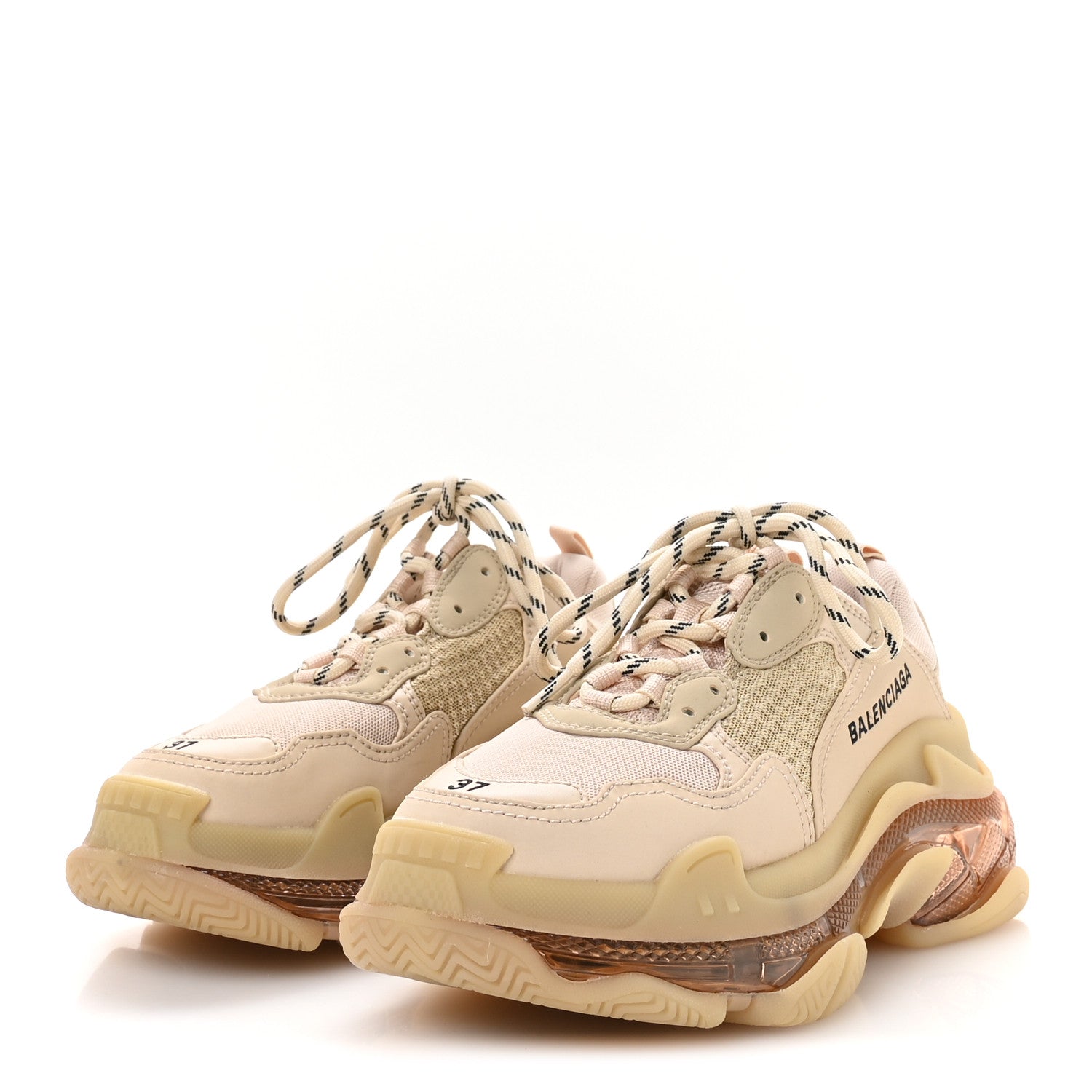 Balenciaga Fabric Mesh Clear Sole Womens Triple S Sneakers 37 Nude 4 of 7