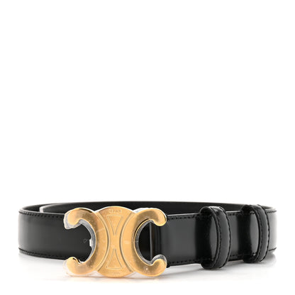 Celine Box Calfskin Medium 25mm Triomphe Belt 75 30 Black 1 of 5