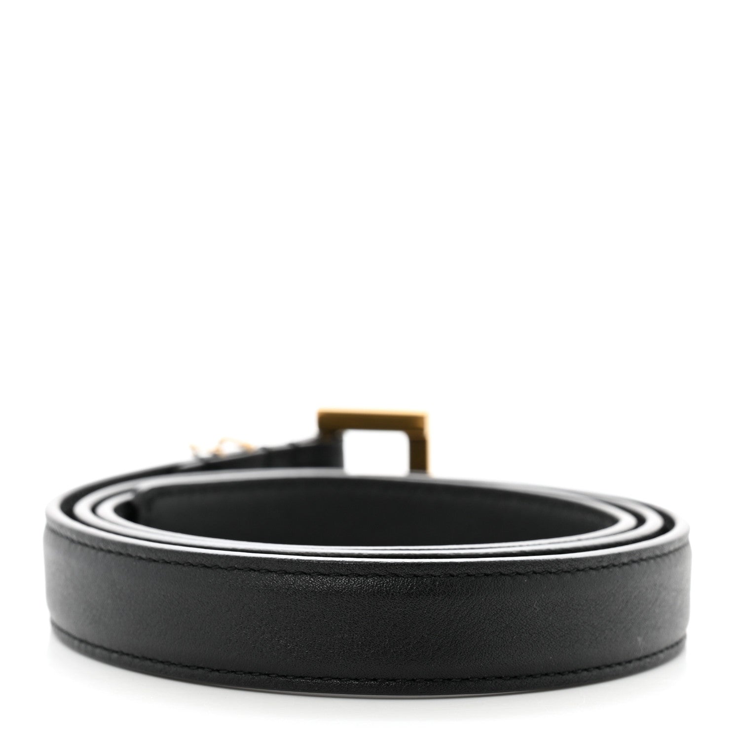 Saint Laurent Smooth Calfskin Monogram Square Buckle Belt 80 32 Black 2 of 6