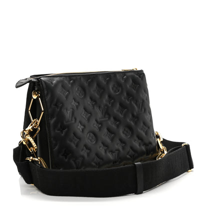 Louis Vuitton Lambskin Embossed Monogram Coussin PM Black 3 of 12