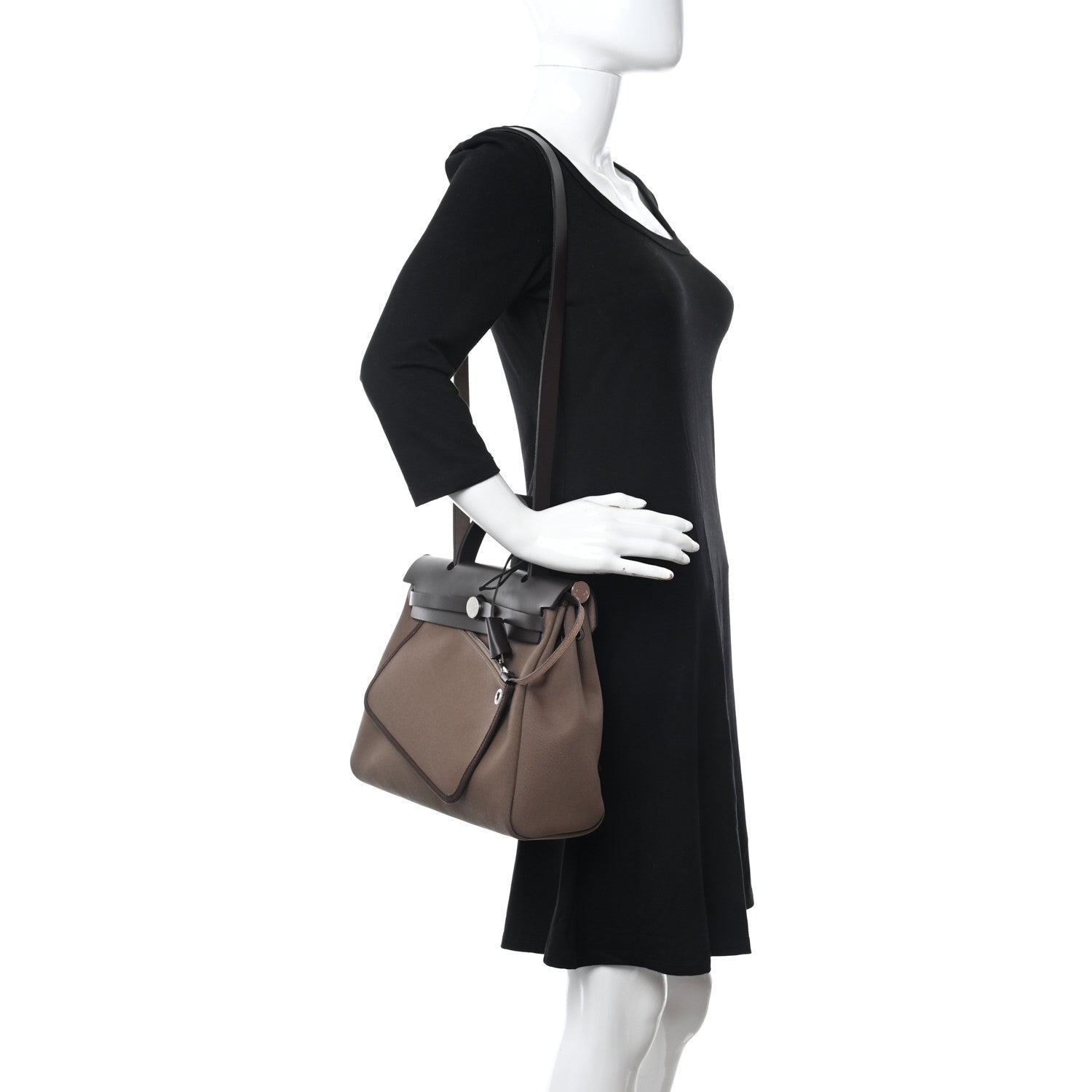 Hermes Vache Hunter Toile Herbag Zip Retourne 31 PM Etoupe Ebene 2 of 11