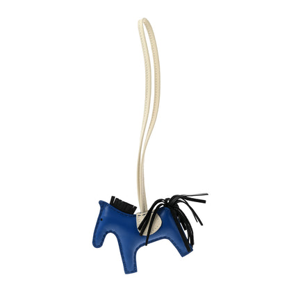 Hermes Milo Lambskin Grigri Rodeo Horse Bag Charm PM Bleu France Black Craie 1 of 4