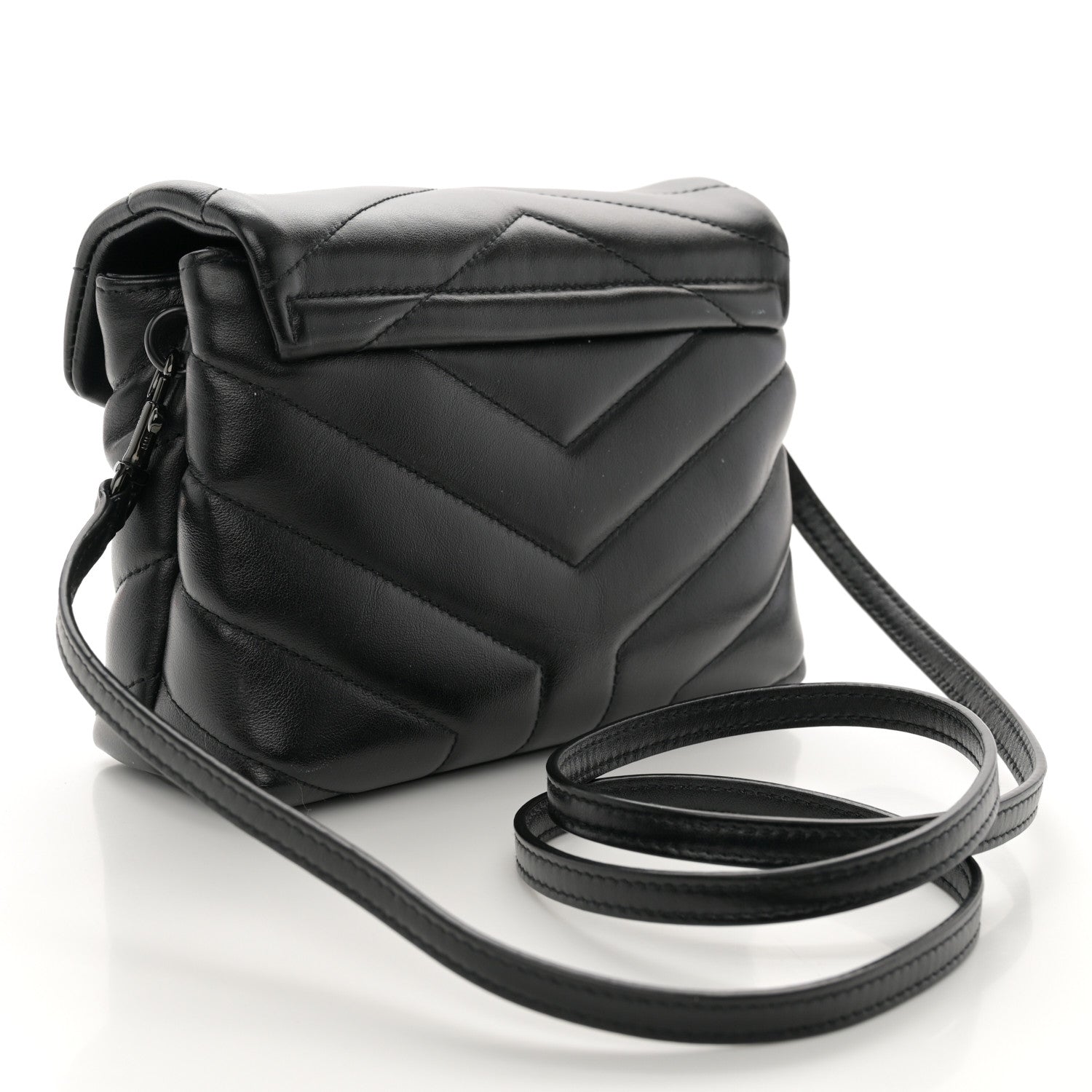 Saint Laurent Calfskin Y Quilted Monogram Monochrome Toy Loulou Crossbody Bag Black 3 of 10
