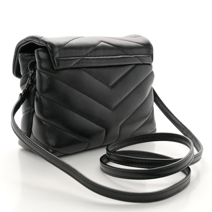 Saint Laurent Calfskin Y Quilted Monogram Monochrome Toy Loulou Crossbody Bag Black 3 of 10