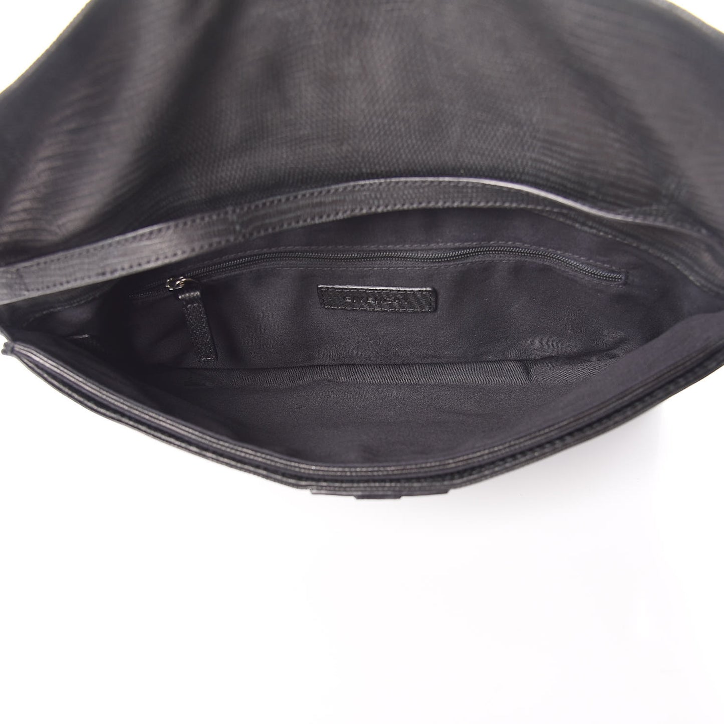 Lambskin Lizard Embossed Obsedia Clutch Bag Black