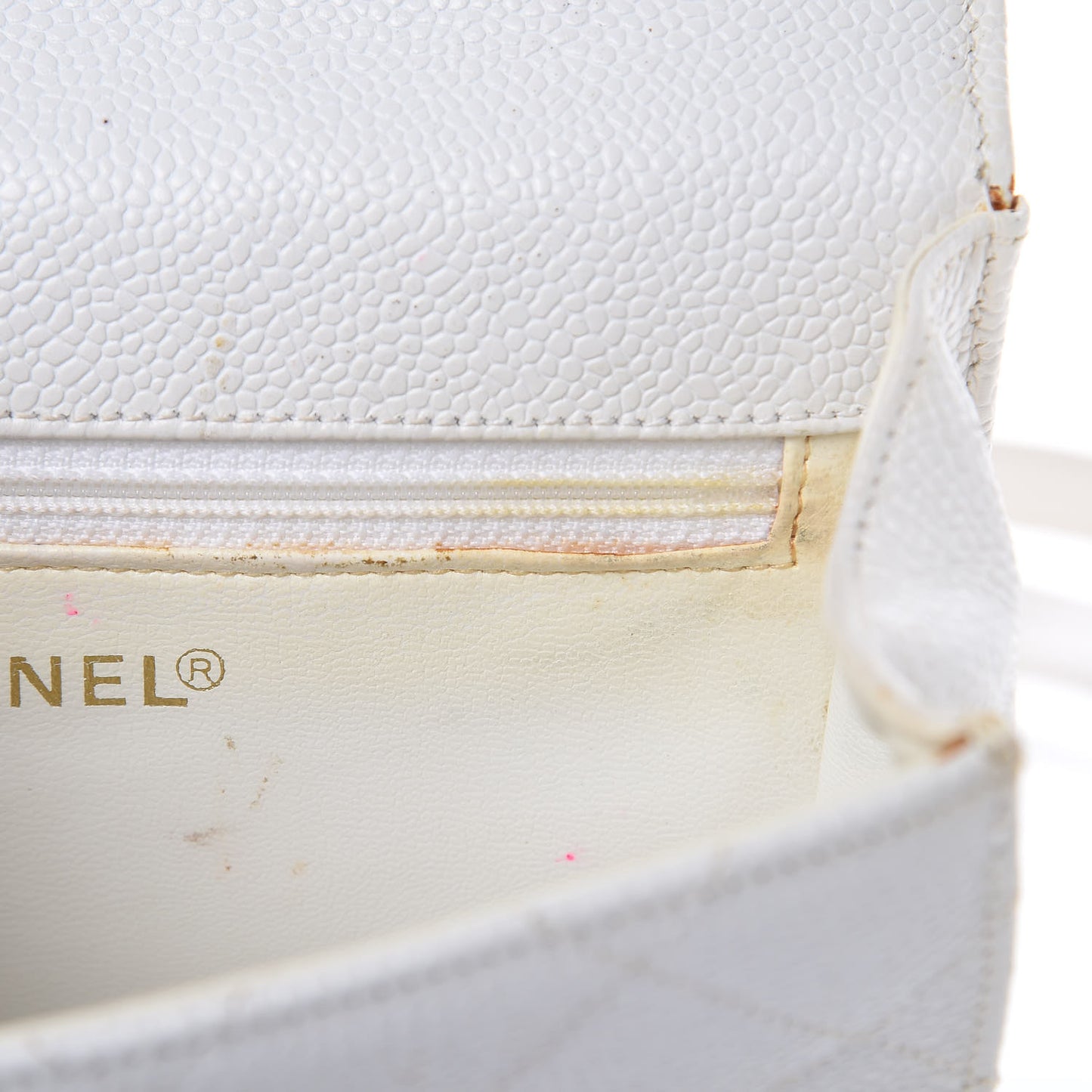 Caviar Quilted Single Flap Shoulder Bag White