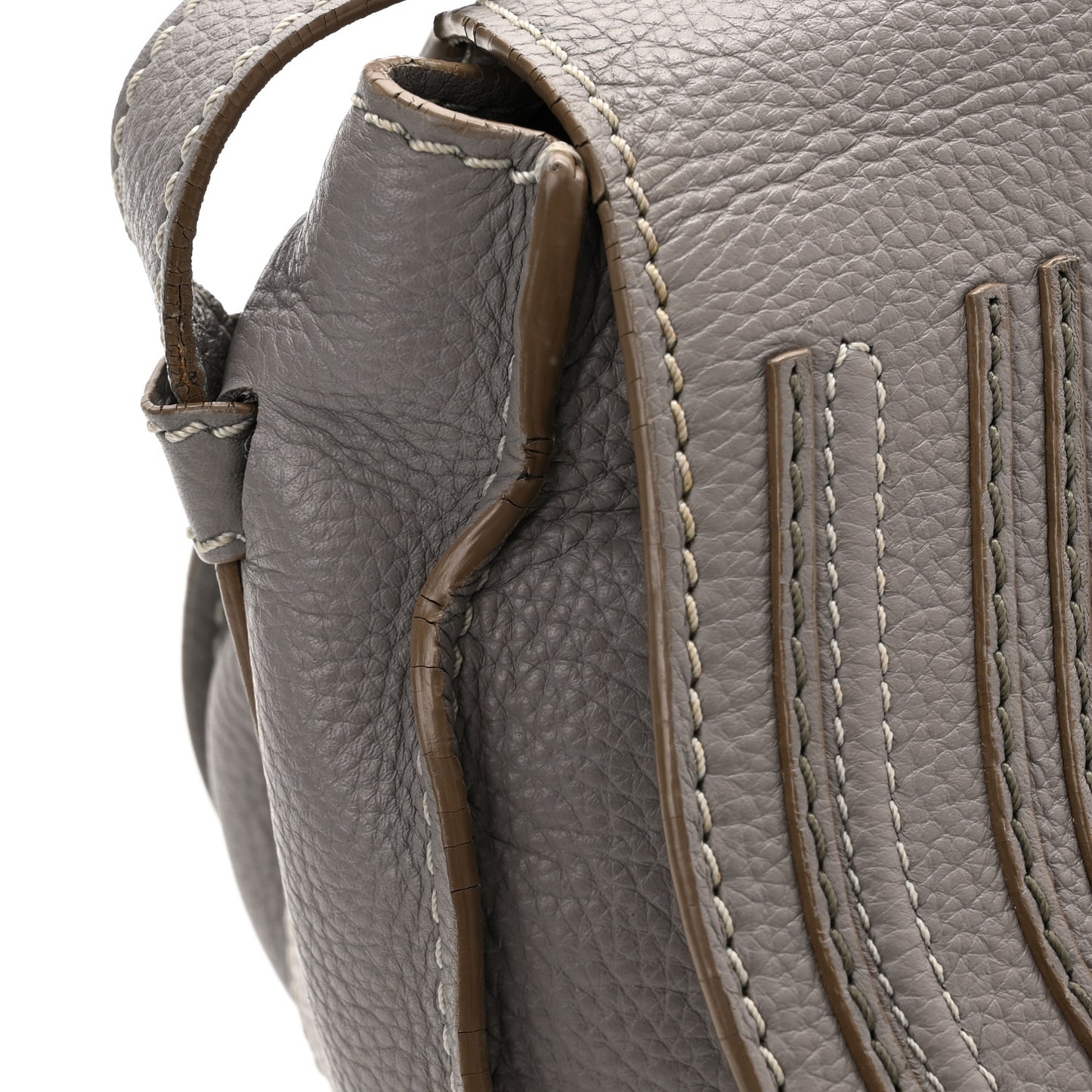 Calfskin Mini Marcie Round Crossbody Bag Grey