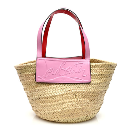 Christian Louboutin Woven Straw Loubishore Tote Pink 1 of 9