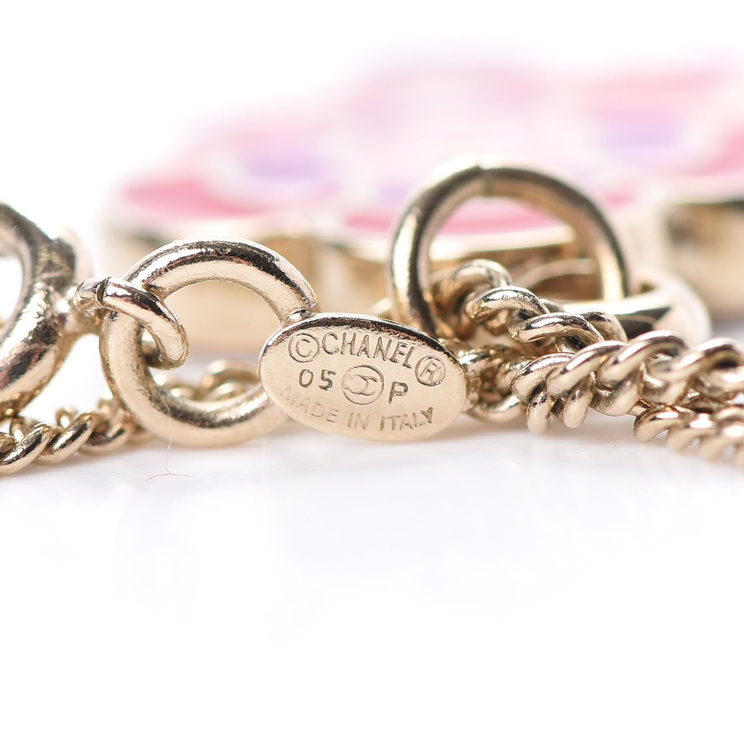 Chanel Enamel CC Camellia Pendant Necklace Gold Multicolor 4 of 5