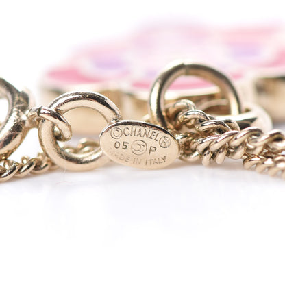 Chanel Enamel CC Camellia Pendant Necklace Gold Multicolor 4 of 5