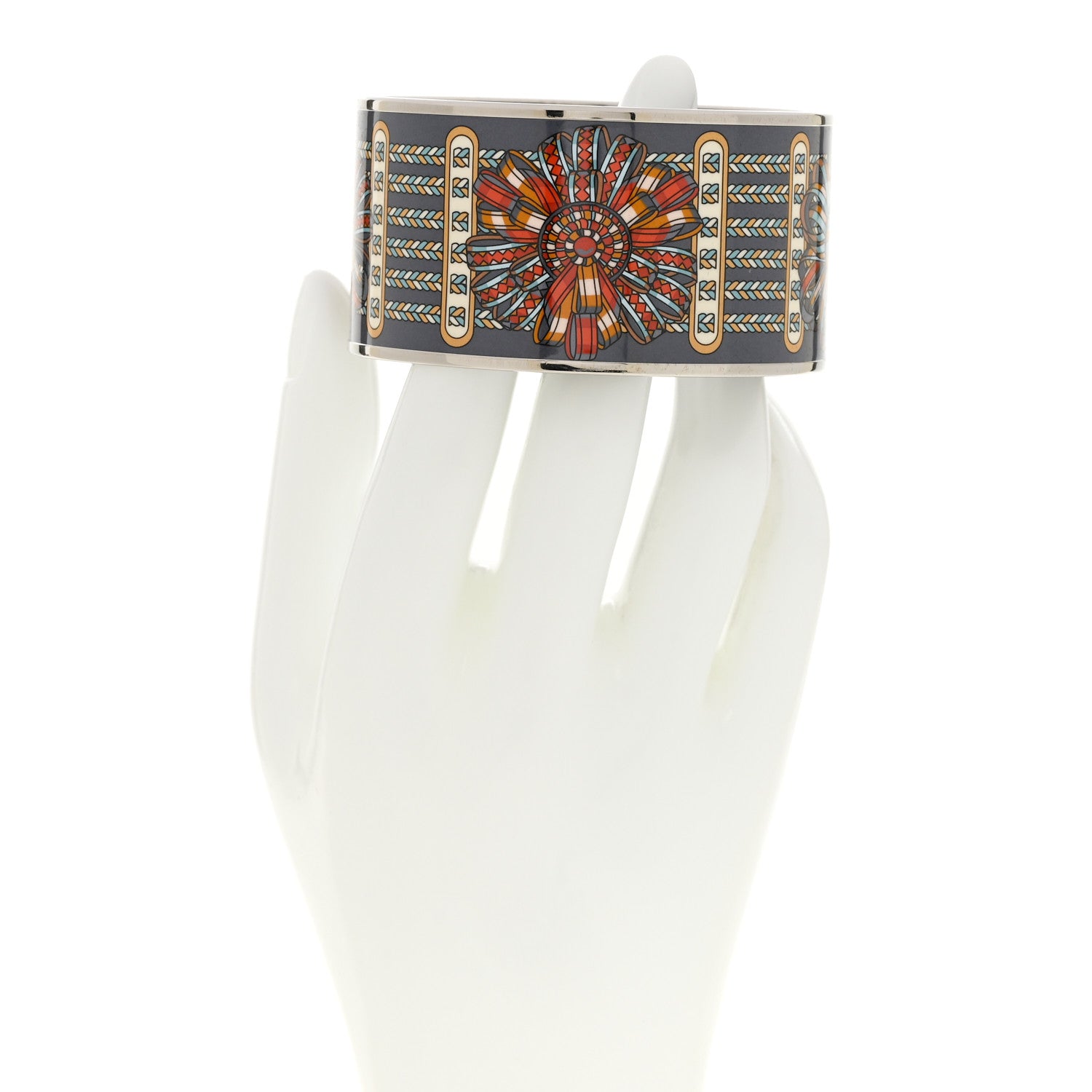 Hermes Enamel Printed Rubans de Cheval Extra Wide Bracelet 65 2 of 5