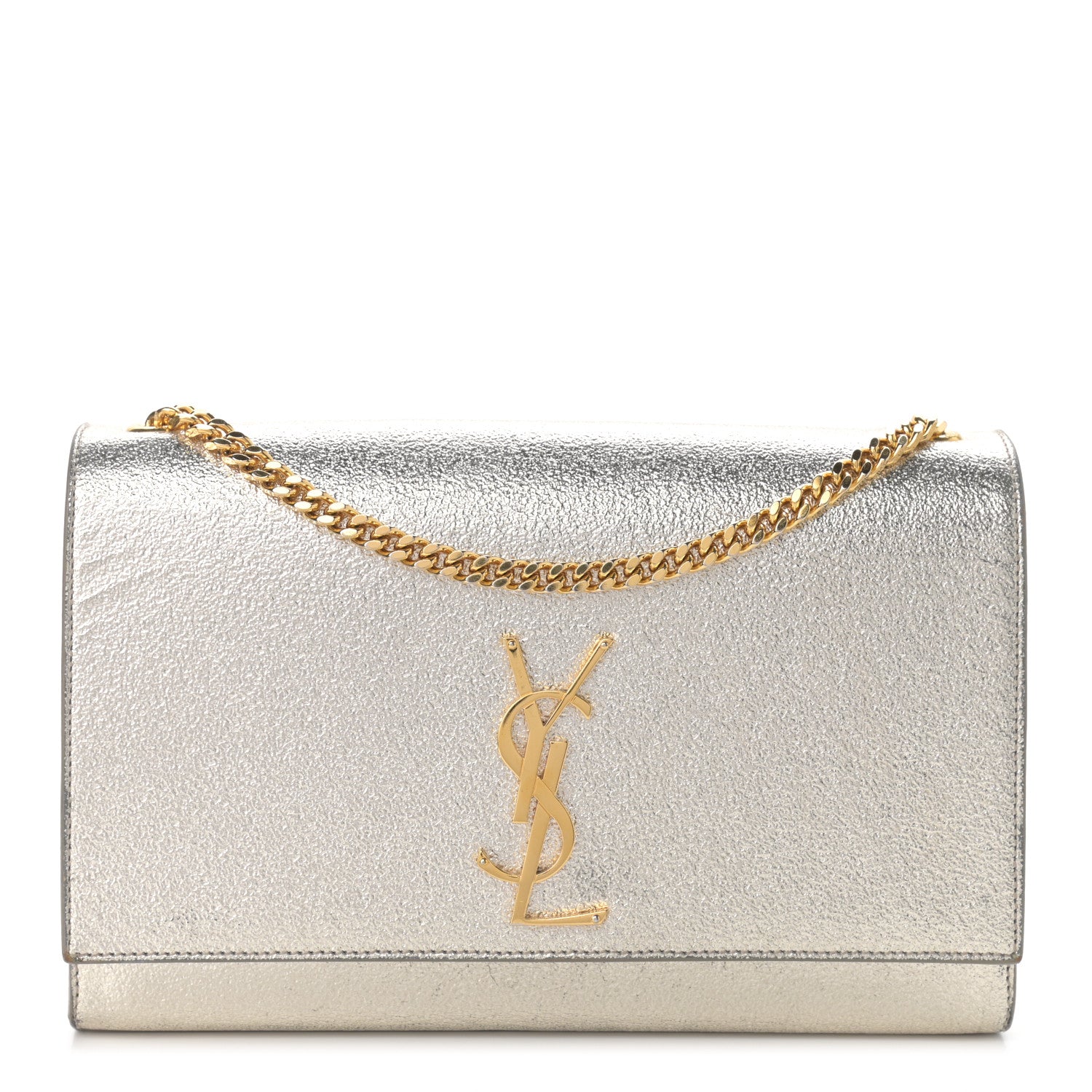 Saint Laurent Metallic Calfskin Medium Classic Monogram Kate Satchel Pale Gold 1 of 11