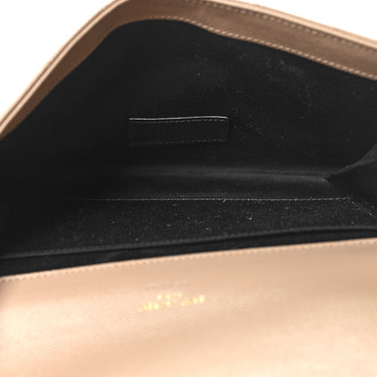 Saint Laurent Grain De Poudre Matelasse Chevron Monogram Envelope Clutch Dark Beige 5 of 10