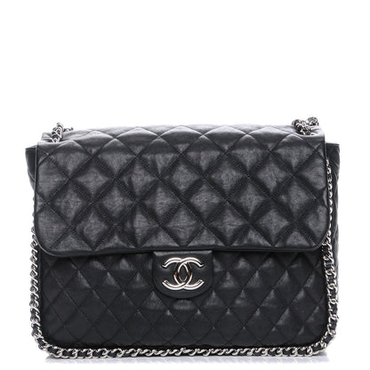 Chanel Washed Lambskin Quilted Maxi Chain Around Flap Black 1 of 8