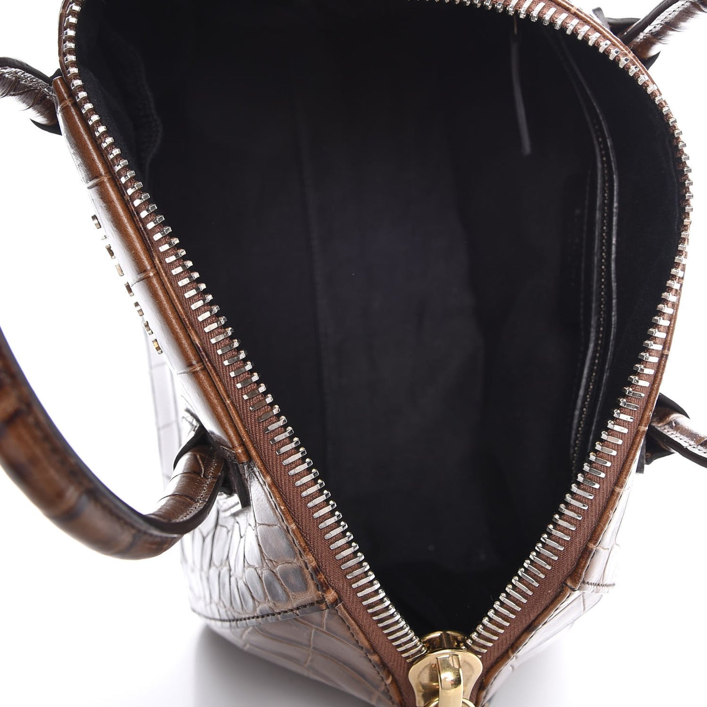 Calfskin Crocodile Embossed Small Antigona Brown