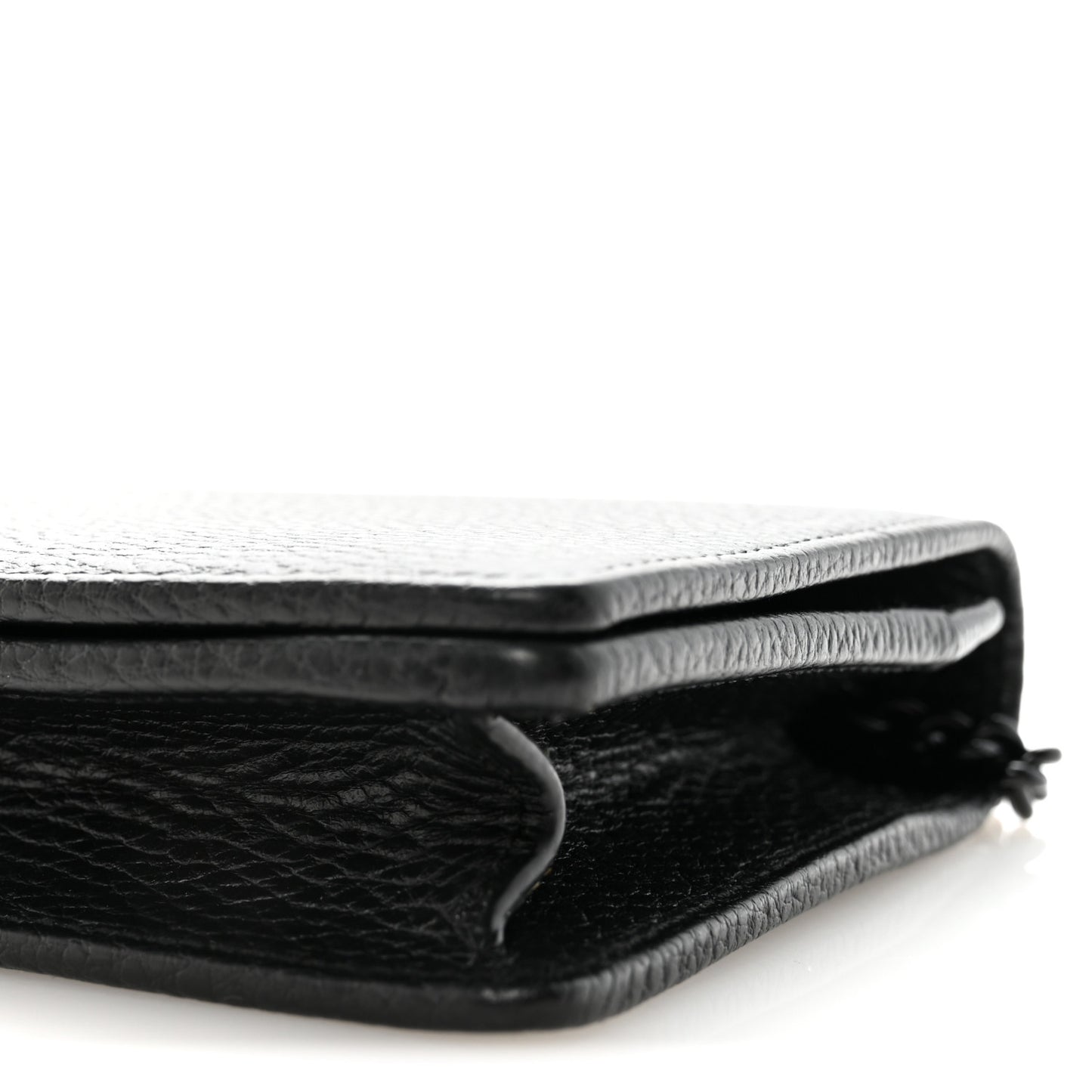 Dollar Calfskin Enamel Monochrome Mini GG Marmont Chain Wallet Black