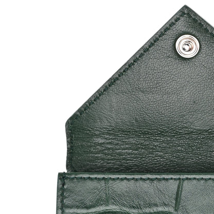 Balenciaga Calfskin Crocodile Embossed Mini Papier Wallet Dark Green 9 of 11