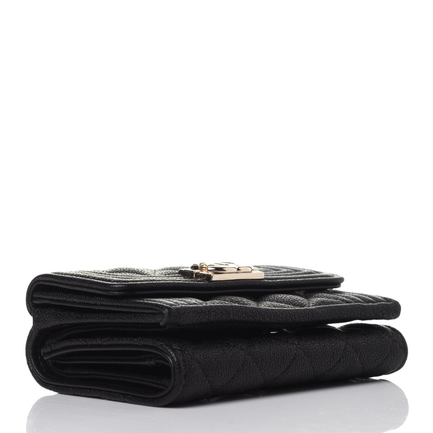 Caviar Quilted Small Boy Flap Wallet Black