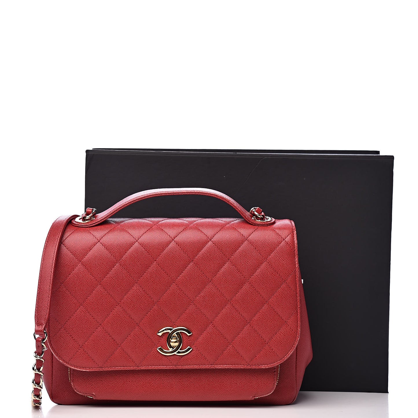 Caviar Quilted Large Business Affinity Flap Red