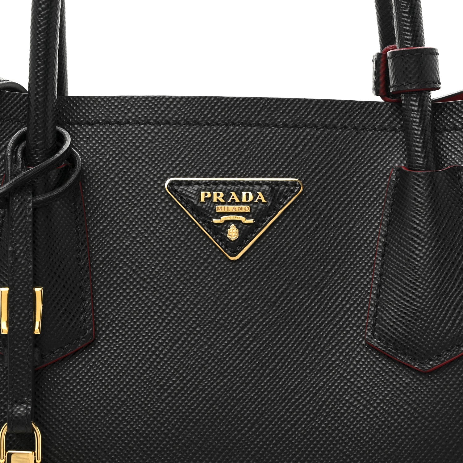 Prada Saffiano Cuir Medium Double Bag Black Fuoco 7 of 13