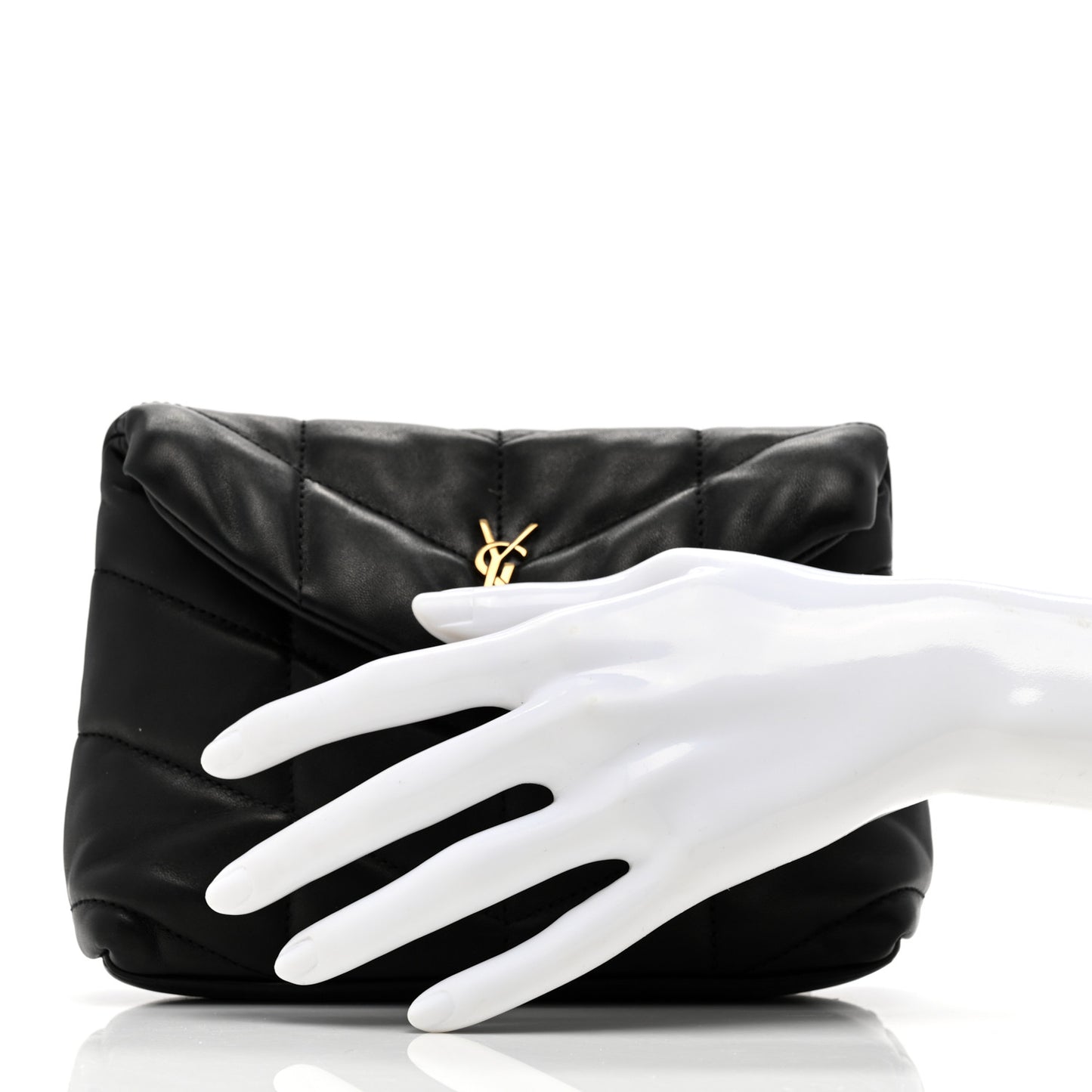 Lambskin Monogram Loulou Puffer Pouch Clutch Black