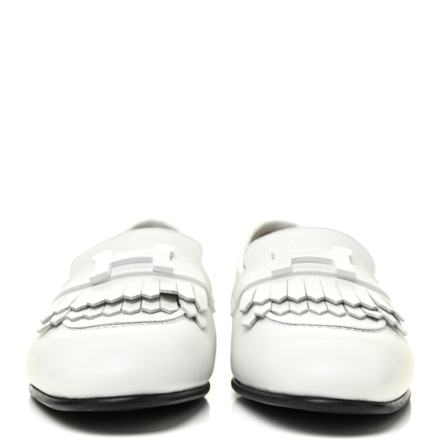 Hermes Calfskin Womens Royal Loafers 37.5 White 2 of 10