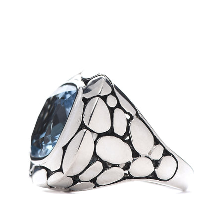 John Hardy Sterling Silver Blue Topaz Large Batu Kali Square Ring 55 7.25 3 of 5