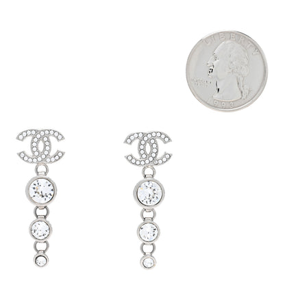 Chanel Crystal CC Drop Earrings Silver 2 of 4