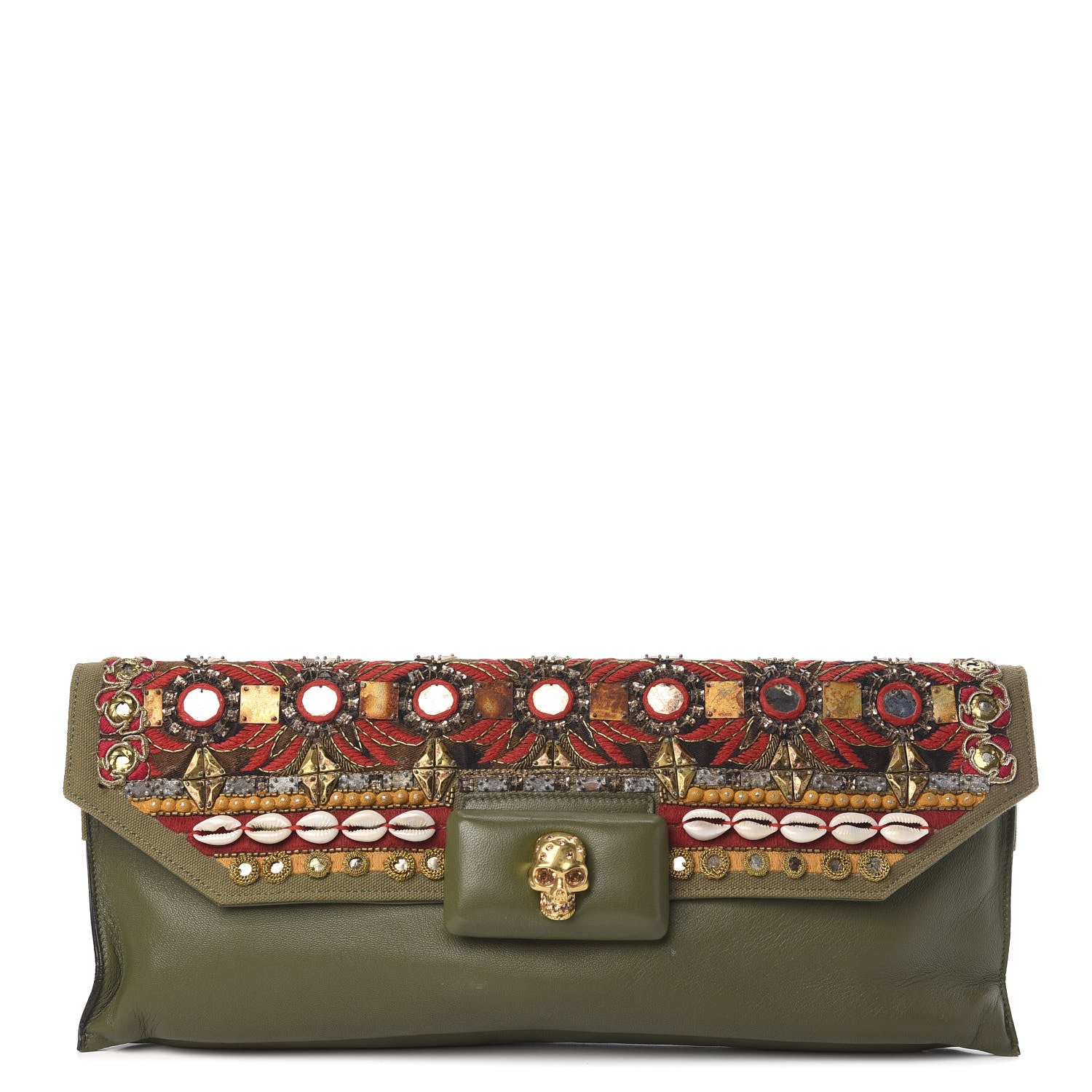 Alexander McQueen Embroidered Padlock Skull Clutch Multicolor 1 of 9