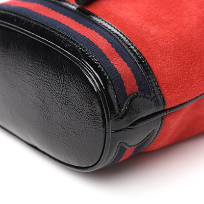 Gucci Suede Patent Web Small Ophidia Bucket Bag Hibiscus Red Black 8 of 9