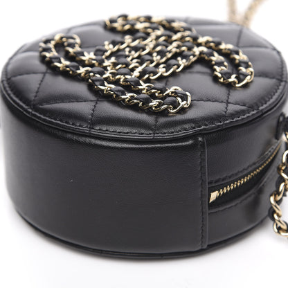Chanel Lambskin Quilted Large CC Round Clutch With Chain Black 10 of 11