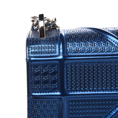 Christian Dior Metallic Patent Micro-Cannage Medium Diorama Flap Bag Blue 13 of 17