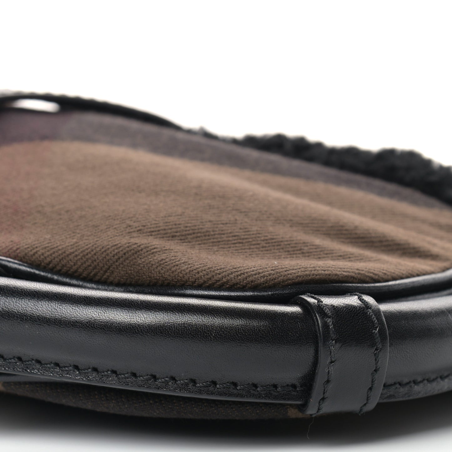 Shearling Check Shoulder Bag Black