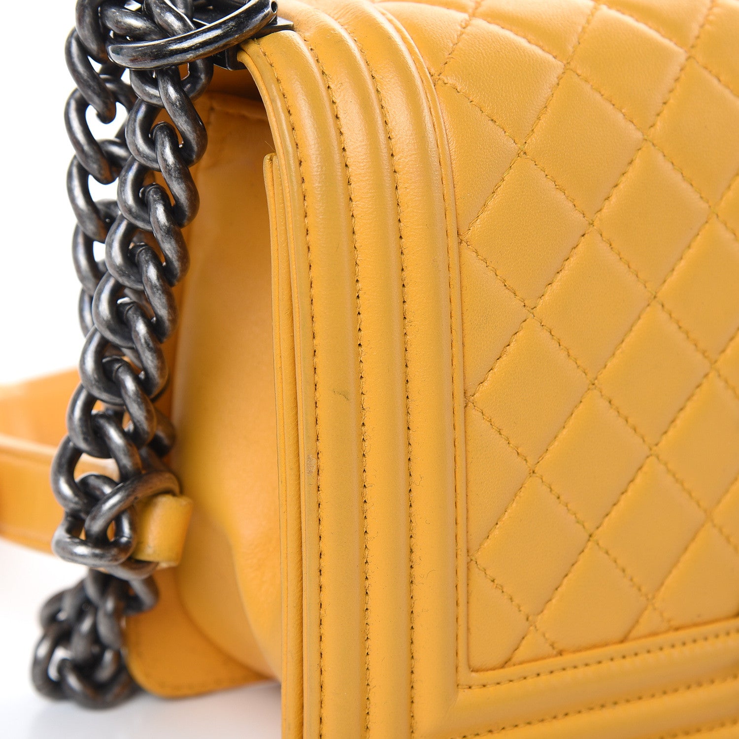 Chanel Lambskin Quilted Medium Boy Flap Yellow 13 of 22
