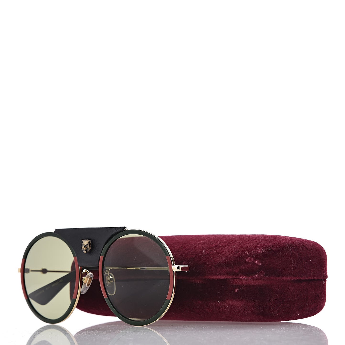 Round Frame Sunglasses GG0061S Gold Green