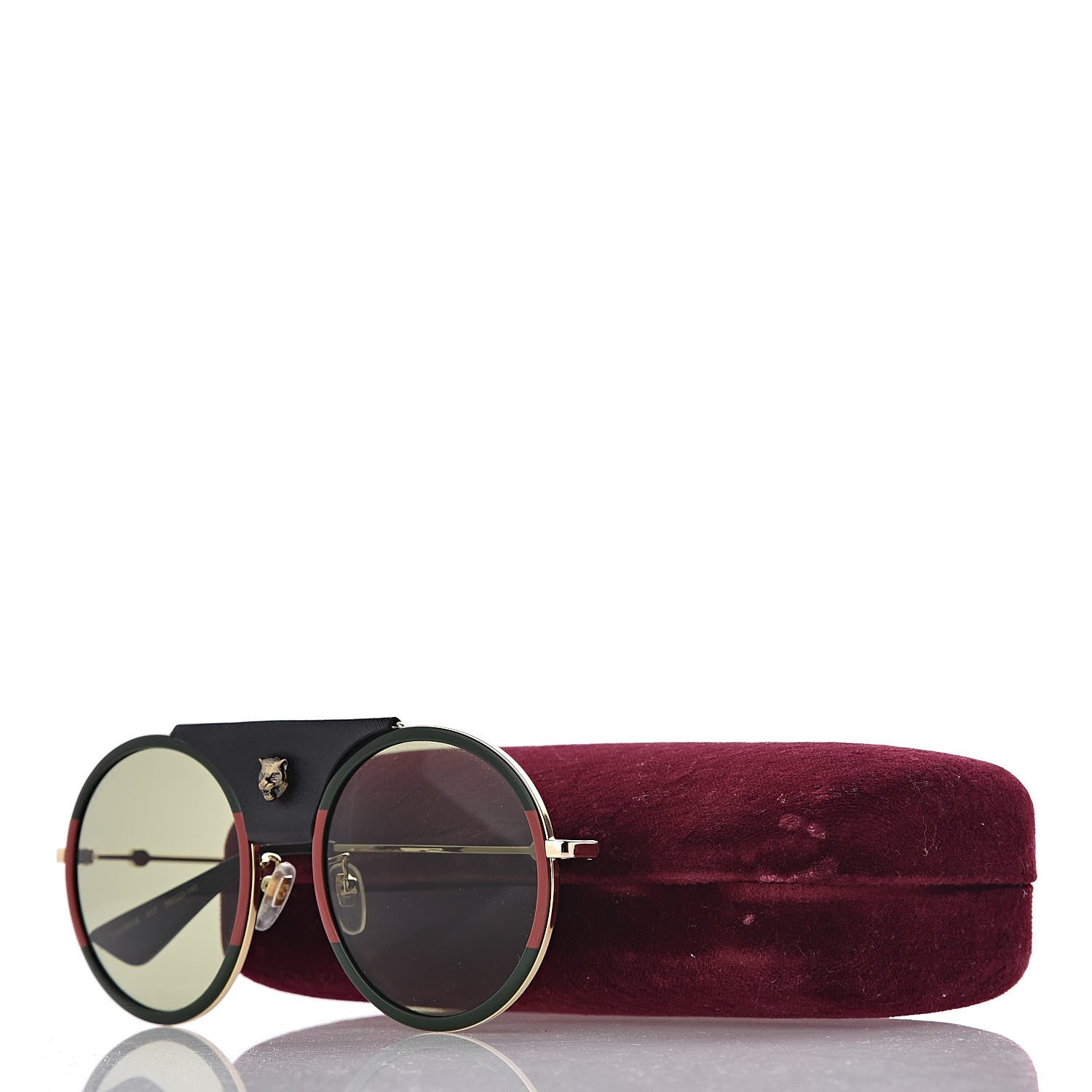 Gucci Round Frame Sunglasses GG0061S Gold Green 8 of 8