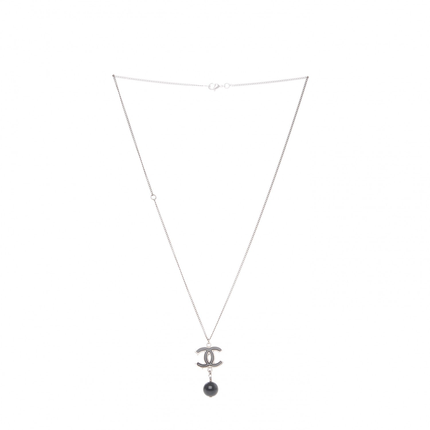 Chanel Enamel CC Drop Necklace Ruthenium Black 3 of 5