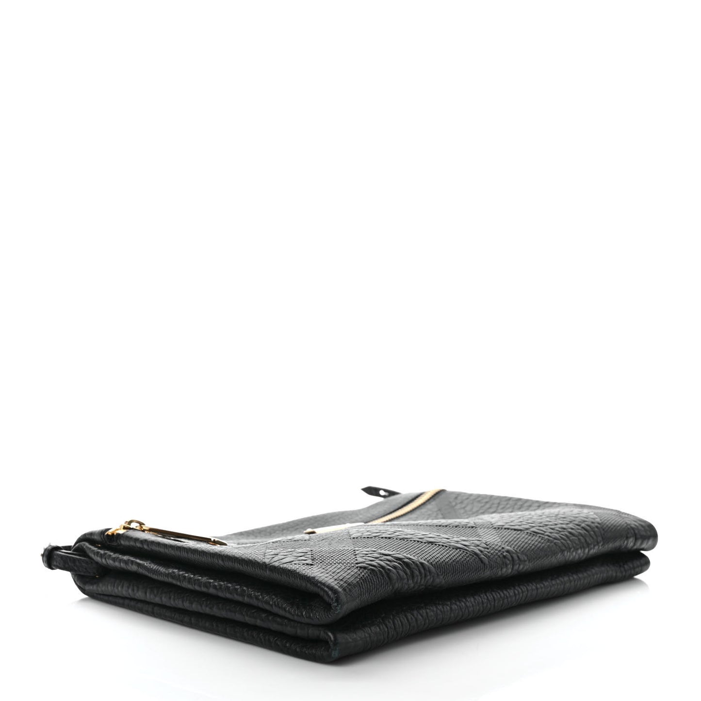 Signature Grain Calfskin Check Embossed Medium Balmoral Clutch Bag Black