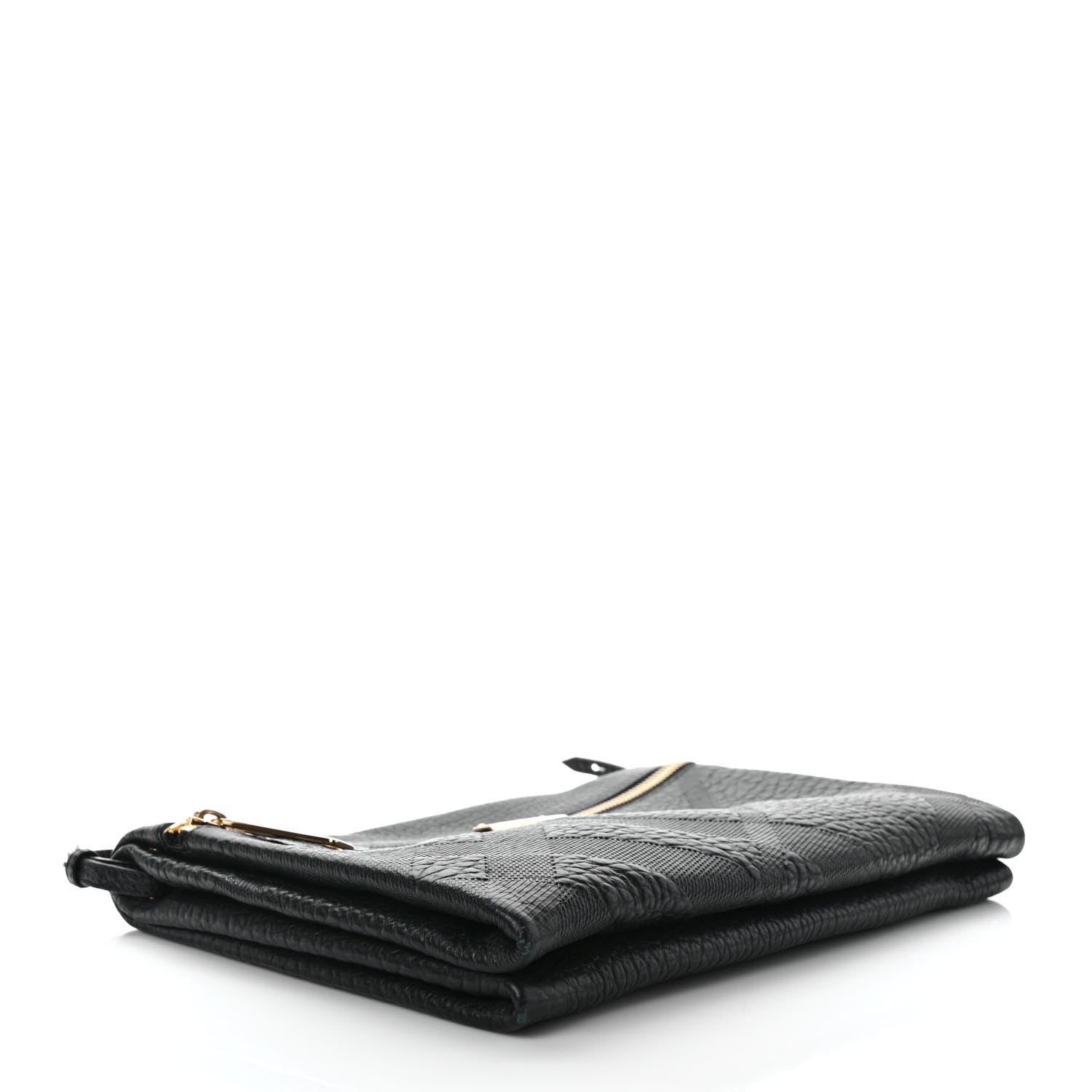 Burberry Signature Grain Calfskin Check Embossed Medium Balmoral Clutch Bag Black 4 of 10