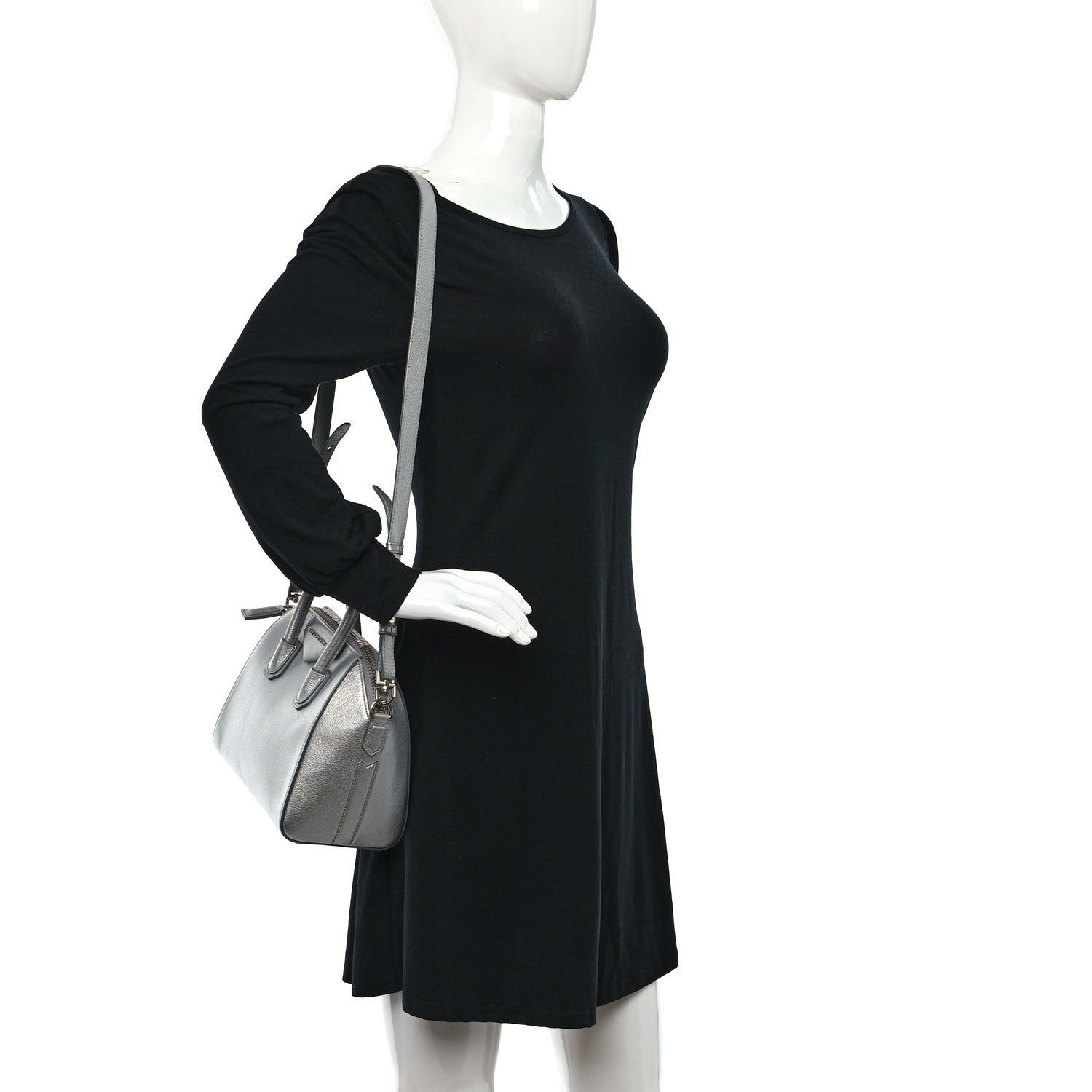 Givenchy Metallic Sugar Goatskin Mini Antigona Silver 2 of 10