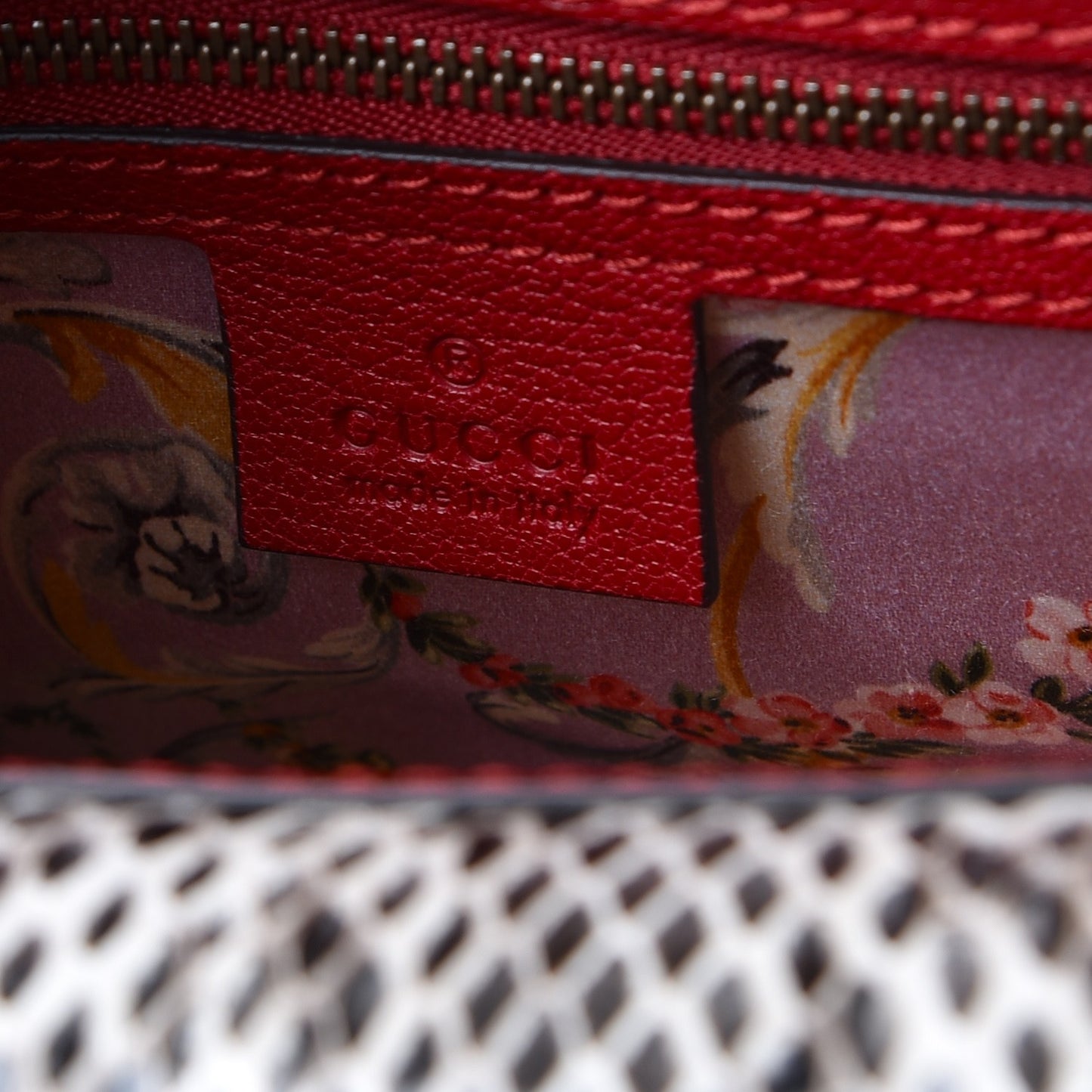 Calfskin Snakeskin Studded Small Ottilia Top Handle Bag Hibiscus Red