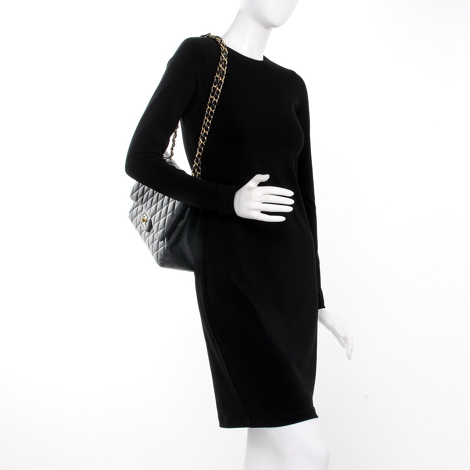 Chanel Lambskin Quilted Jumbo Double Flap Black 2 of 7