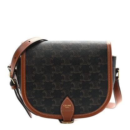 Celine Triomphe Canvas Medium Folco Bag Tan 1 of 9
