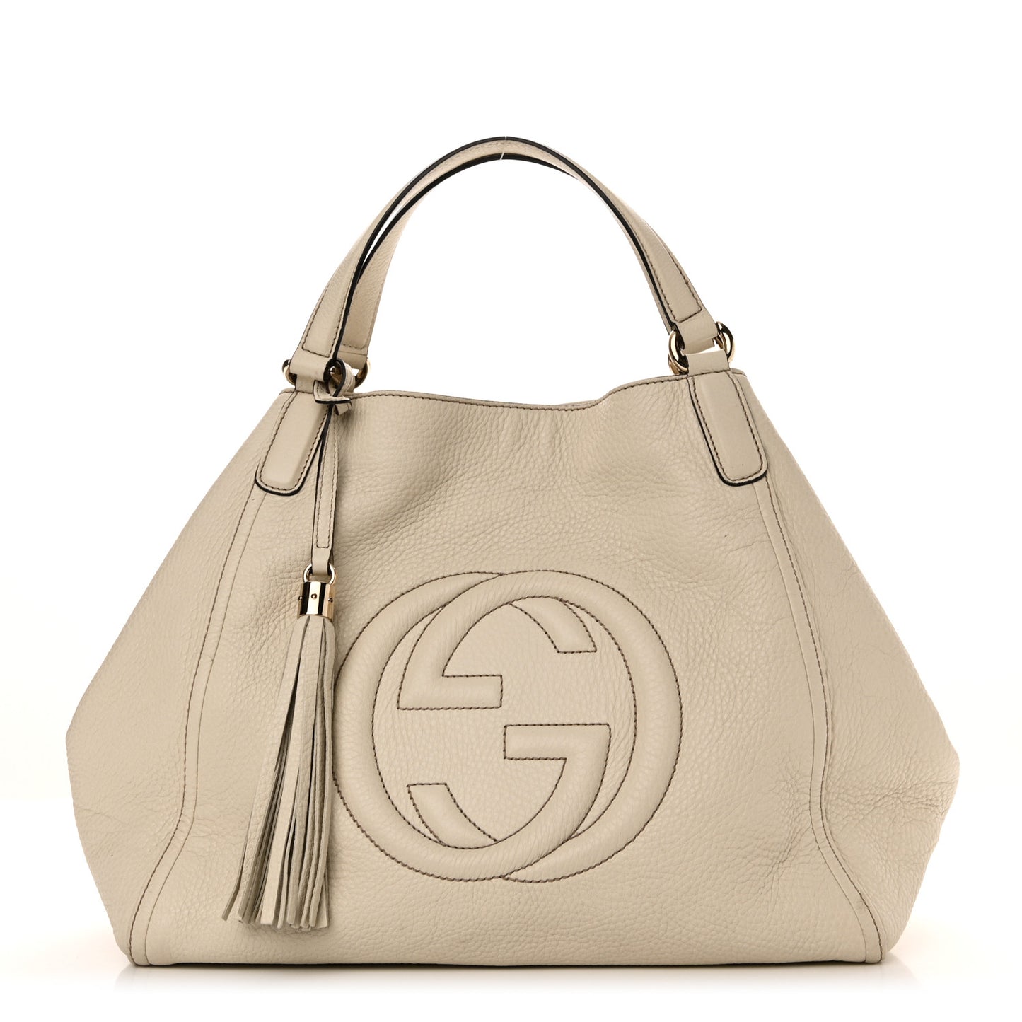 Pebbled Calfskin Medium Soho Shoulder Bag Off White