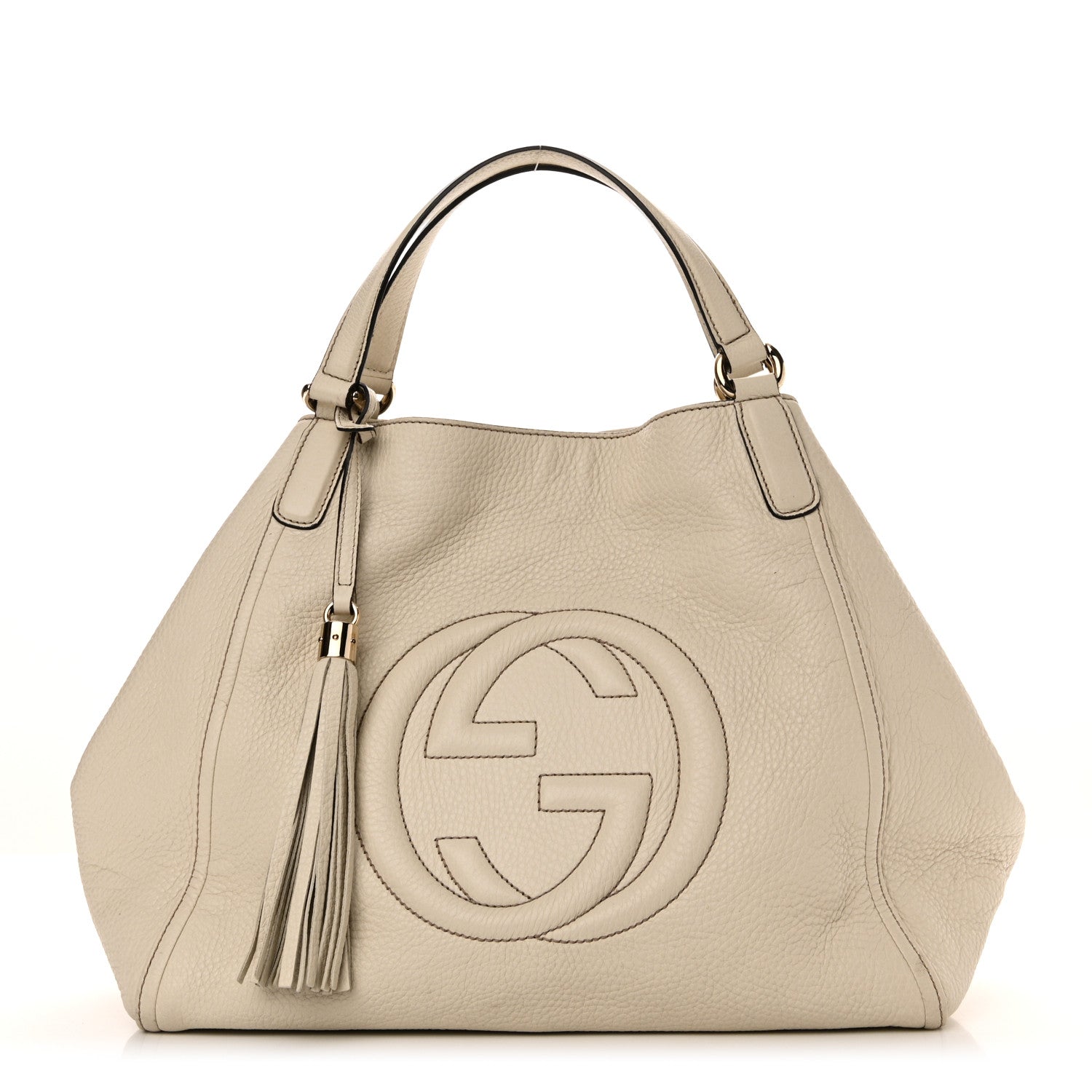 Gucci Pebbled Calfskin Medium Soho Shoulder Bag Off White 1 of 10