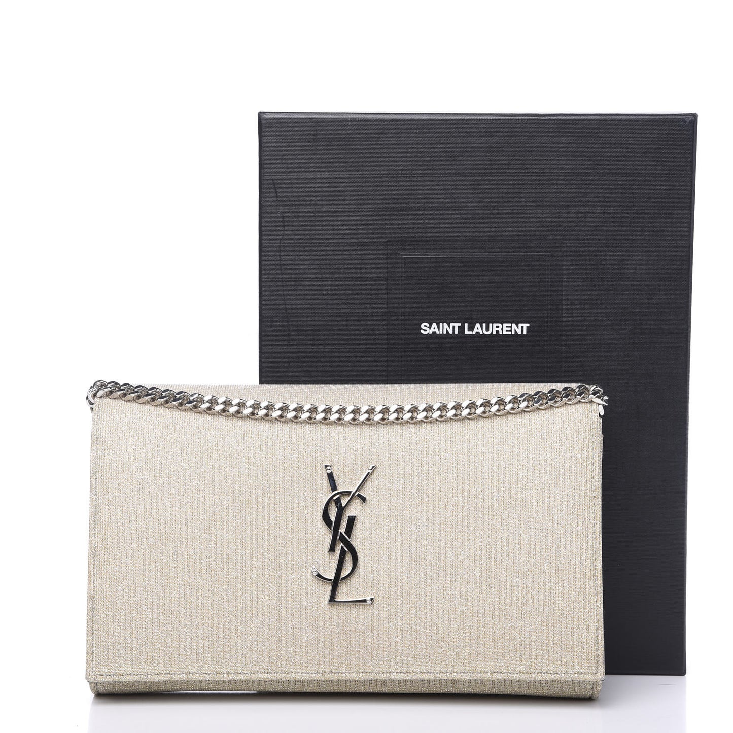 Metallic Sparkle Fabric Monogram Kate Wallet on Chain Perle